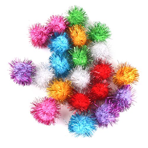 3.5cm Glitzy Tinsel Pompoms Bälle mit Catnip Katzenspielzeug Spritz - 3