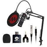 WRIGHT WR BM 800 USB Condenser Microphone with Sound Card Mic Stand and pop filter for studio mic singing and podcast mike recording all set kit: 