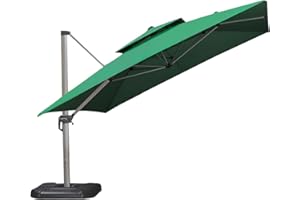 INIFLM 3X3M Covers Cantilever Umbrella Replacement Canopy, Outdoor Market Patio Table Strong Cover, Umbrella Canopy Replacement for Backyard Garden Courtyard(Dark Green)