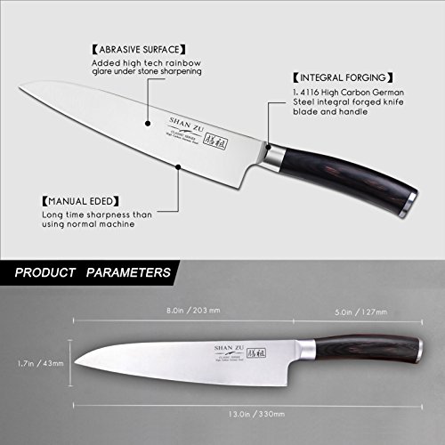 Küchenmesser Professionelle Kochmesser 20cm Allzweckmesser Hochgekohlt Edelstahl Messer Komfort Pakka Holz Griff - 2