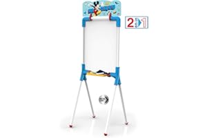 Chicos - Mickey Mouse 2 In 1 Reversible Junior Whiteboard | Inklusive 1 Marker, Kreide, Radiergummi und Mickey Schablone | Ab 3 Jahren | Maße: 37 x 32,5 x 98 cm (53009)
