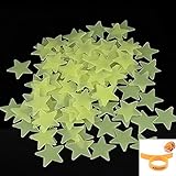 100PCS Home Wall Glow In The Dark Stars Stickers Decal Baby Kid's Nursery Room - DIY Wall Decal - Light Green - Plastic Luminous Wall Stickers Bedroom Decoration (One Orange peel device AS GIFT)