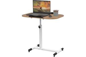 Lvhecforhm Escritorio con Ruedas, Mesa Escritorio Auxiliar Cama 60x40cm, Mesa Auxiliar Regulable en Altura, Mesa Plegable Marrón, Escritorio Pie Móvil, Mesa de Ordenador para Sala de Estar, Sofás