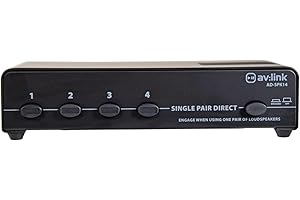 AV:Link | Selector de Interruptor de Altavoz de 4 vías | Una Caja de conmutación Divisor de Audio para hasta 4 Pares de Altavoces estéreo de un Solo Amplificador | 140 W máximo por Canal y diseñado