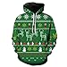 Produktbild Geilisungren Hoodie Herren Weihnachten 3D Druck Kapuzenpullover Sweatshirt Weihnachtsmann Schneemann Schneeflocke Renntier Muster Pullover Übergrößen Langarm Tops Bluse für Männer Gr.M-5XL