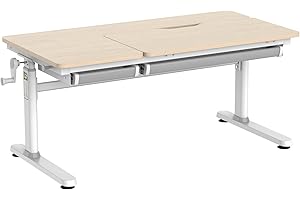 ‎HOKO HOKO Kinderschreibtisch, Höhenverstellbar Kinderschreibtische 120x60 cm, Schreibtisch Kinder ab 6 Jahren, neigbare Tischplatte mit Schubladen, 100kg Belastbarkeit, Verstellbar von 54-76cm (Holz,CELIN)