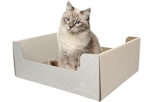 MUAEEOK Cardboard Cat Scratcher Extra-Large Heavy Duty and Lounger Box with Refillable Scratch Pad Durable Recyclable and Reversible Cardboard Cat Scratching Pad for Rest and Play (Light Grey)