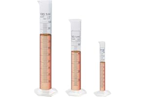 ULAB Scientific Kunststoff-Messzylinder-Set, 3 Größen, 10 ml, 50 ml, 100 ml, PP-Material sechseckiger Basis, blau gedruckte Graduierung, UMC1003