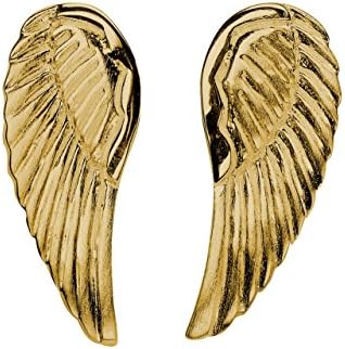 Silver Moss Ladies Stud Earrings Matte Gold Plated Angel Wing Gold Plated Angel Wings Sterling Silver 925 Earrings