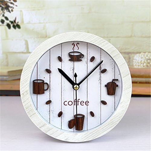 Sdfaw Retro garden 3D coffee cup maker creative wooden alarm clock desktop clock,1