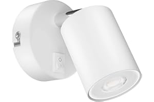 ledscom.de Spot mural WAIKA, à une flamme, avec interrupteur, GU10, blanc mat, incl. lampe LED GU10 468lm, blanc chaud