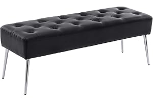 Duhome Panchina bottoni, imbottito panca imbottita Pelle artificiale panca da tampone sgabello per sedile per cimera per ingresso, Nero