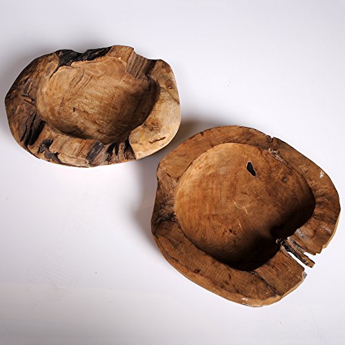 TEAKSCHALE HOLZSCHALE MASSIV TEAK WURZELHOLZ SCHALE 30cm HANDGEFERTIGT INDONESIA - 5