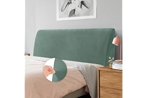 Caijin Bettkopfteil Hussen Bett Kopfteil Bezug, Weicher Strecken Samtstoff Staubdicht, Staubdichte Schutzhülle für gepolsterte Schlafzimmer Kopfteil, Samt Stoff (150-170 cm（Queen）, Zypressengrün)