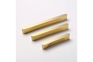 Guolich 2 Pcs Hole Centers 3.77 Inch(96mm) Kitchen Drawer Handle Door Cabinet Pulls Zinc Alloy Handle Modern Gold Brushed Brass Hardware for Wardrobe Bathroom Dresser