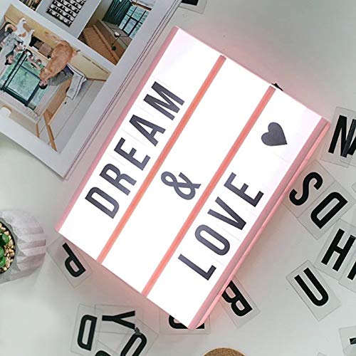 DAKANG LED Light Box, A4 Cinematic Light Box, 215 Letters Emoji, for Decoration Wedding, Party, Birthday, Room(black pink)