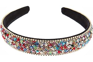 HUANMAYE Crystal Rhinestone Headbands Velvet Padded Wide Headwear Diamond Beaded Bling Hairbands Non-slip Hard Headbands for Women Girls Daily Wearing Party Wedding Hair Accessories (Colours)