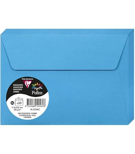 Enveloppes B6 Neuser 175x125mm 📮 Lot De 50 - Papier 80g/m² Bleu Ciel - Adhésif Humide