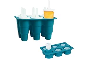 FAMINI Ice Lolly Mould Ice Cream Moulds Food Grade Popsicle Molds Set,Reusable Silicone Ice Cream Moulds Easy Release Lolly Pop Mould with Sticks and Drip Guards Blue