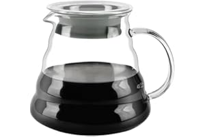 VIA CREMA V60 Range Server 600 Ml, Clear Server heat-resistant glass pot with a cover. (Coffee Server 600ML)