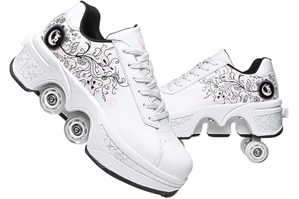 Chaussures à Roulettes pour Enfants - Patins de Skateboard avec Roulettes, Baskets de Sport et de Course