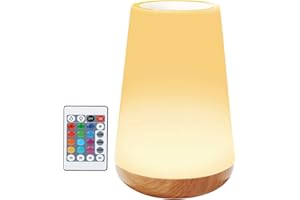 Caxmtu LED Night Light Touch Lamp Bedside Table Lamp for Kids Bedroom Rechargeable Dimmable with Remote Control and Timing Function Warm White Light + RGB Color Changing