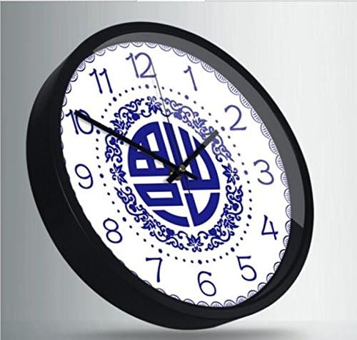 Blue And White Porcelain Wall Clock Living Room Chinese Table Decorative Bell Quiet Creative Clock,A2