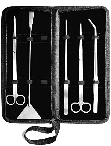 mountain ark 5 in 1 Stainless Steel Aquarium Aquatic Plant Tweezers Scissor Spatula Tools Set 5 Tools with Case Fish Starter Kits for Fish Tank Plants