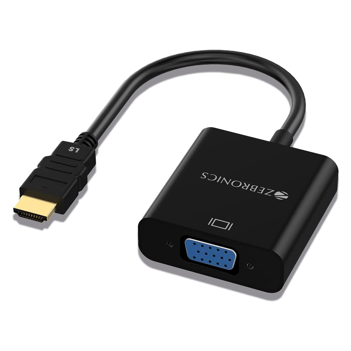ZEBRONICS HAV01 HDMI to VGA Adapter with Full HD 1080p @ 60Hz Native Resolution, Gold Plated connectors, Plug Play Usage, Str