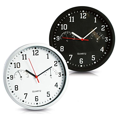 HC-Handel 915925 Wanduhr mit Hygrometer und Thermometer Kunststoff 23 cm