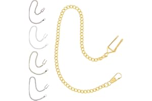 SUPERFINDINGS 5 pezzi Catena per Orologio Da Tasca con Clip Catena Da 37.3 cm/14.7 pollici In Lega Albert Catena per Gilet Da Tasca Vintage Albert con Chiusure A Moschettone (Nero/Argento/Bronzo/Oro)