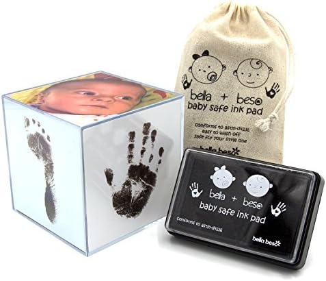 Baby Footprint Kit Photocube – Black Inkpad with Blue &amp; White Paper