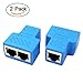 Produktbild HUACAM HCM73 RJ45 Ethernet Netzwerk Splitter Extender Stecker CAT5 / CAT6 Lan Ethernet Splitter, 2 Ports arbeiten gleichzeitig, 2 Packs, Blau