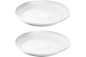 Acan Pack de 2 Platos de plástico para macetas de 30/40 cm Mediterránea. Bandejas, platillos, bajoplatos Redondos para tiestos de Interior, Exterior, jardín, terraza o balcón (Blanco)