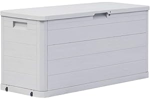 Festnight Caja de Almacenamiento de Jardín Baul Almacenamiento Arcón Exterior Capri, Capacidad 280 L Gris Claro 117 x 45 x 56 cm
