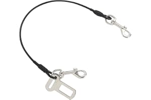 Mogoko Chew Proof Dog Car Seat Belt Safety Restraint, Stainless Steel Puppy Pet Tether Cable Vehicle Car Lead With Double Clip and Latch Attachment (24 inch)