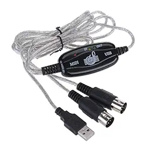 HkeCart USB IN-OUT Midi Interface Adapter Converter Cable Lead 1.8 meters - Connect Keyboard electric/Hand roll Piano Guitar To Windows Mac PC Laptop