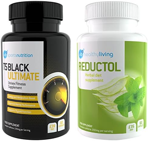 WBP T5 Black Ultimate &amp; Reductol - Hardcore Fat Burner &amp; Weight Loss Pills for Men &amp; Women - Strongest Legal Extracts For Massive Increase In Muscle Strength, Detox and Weight Loss - 60 Day Supply