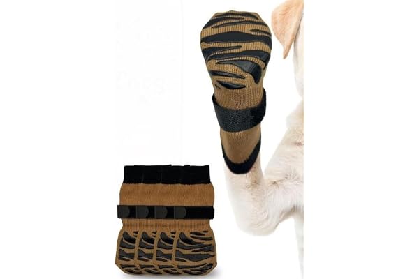 PETANGEL Anti Slip Dog Socks with Four Sides Grips for Hardwood Floors,Extra Traction Control No Twist - Dog Socks Paw Protector for Hot Pavement to Prevent Licking Paws for Small Medium Dogs(Size:S)
