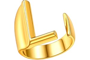 FindChic Anelli con Lettera A-Z Placcato Oro Ridimensionabile Anello Aperto per Uomo Donna Anello Iniziale