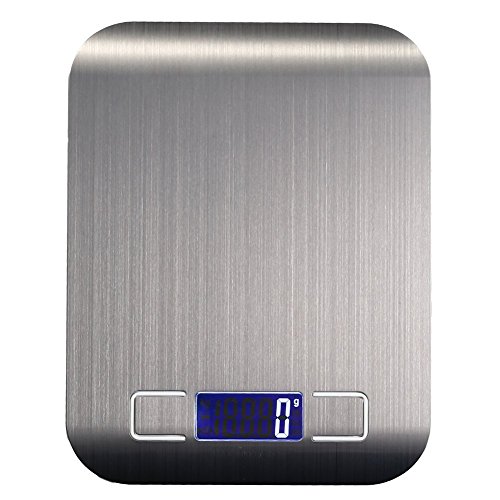 QITAO® Digitale Küchenwaage, Digitalwaage Professionelle Waage, Electronische Waage, Küchenwaage, Briefwaage, Hohe Präzision auf bis zu 1g/0.01oz (5kg/ 11 lb Maximalgewicht), Tara-Funktion, LCD-Display, Inkl. Batterie