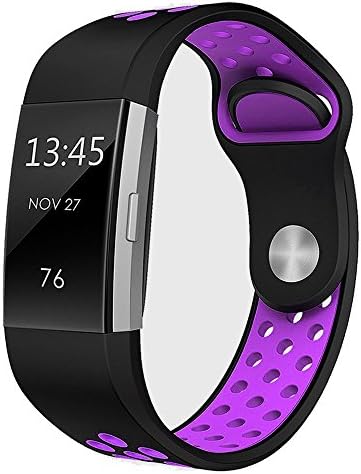 For Fitbit Charge 2 Bands,Stylish Adjustable Replacement Silicone Sport Wristband Strap For Fitbit Charge 2 HR Smartwatch Fitness Wristband Women Men Large Small Medium Available (Small, Purple)