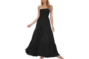 Timathous Donna off Shoulder Estiva Senza Spalline Spiaggia Bohemien Maxi Abito,Top A Tubo Lungo Abiti Vestito
