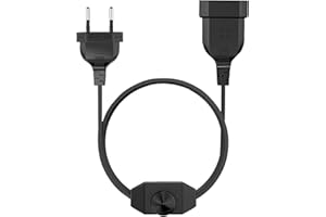 Powice LED Dimmer mit Schalter,1 Meter Dimmer für LED Lampen,Euro Flachstecker Schalter mit Dimmer Schalter für Led Lampen 220-250V / 100W Max,Dimmer Steckdose für Led Lampen(Schwarz)