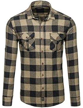 BOLF – Camicia casual – Maniche lunghe – Flanella – Quadri – Slim fit – Motivo – Uomo [2B2]