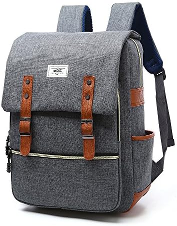 ADOGO Vintage Casual Backpack Canvas Laptop Computer Bag 16inch College School Backpack Shoulders Bag Travel Daypacks