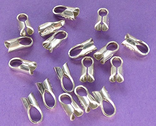 ElectricsilverNew 4mm x 2mm Loop with 2mm Internal Crimp Diameter 925 Sterling Silver Beading Chain End Cap Crimps 6pcs