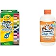 CRAYOLA SuperTips Washable Markers - Assorted Colours (Pack of 24) & Elmer’s Glue Slime Magical Liquid Solution | 259 mL Bottle (Up to 4 Batches)