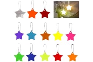 MiaLover 13 Stück Sicherheits Reflektor Anhänger Reflektor Anhänger Stern Kinder Reflektor Anhänger mit Ketten für Schultasche Rucksack Radfahren Gehen Laufen Kinderwagen Rollstühle Wheel(13 Farben)