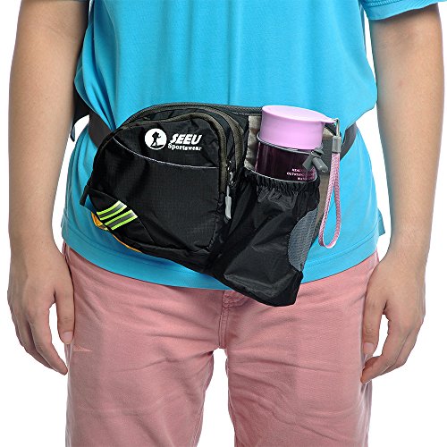 [Sport Hüfttasche] SHOWTIMEZ Hüfttasche Multi-Function Gürteltasche Wasserabweisende Bauchtasche Flache Taille Tasche mit Flaschenhalter zum Sport und Reisen - 6